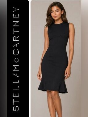Stella McCartney black sculpted flounce hem dress- size 42 - runs small